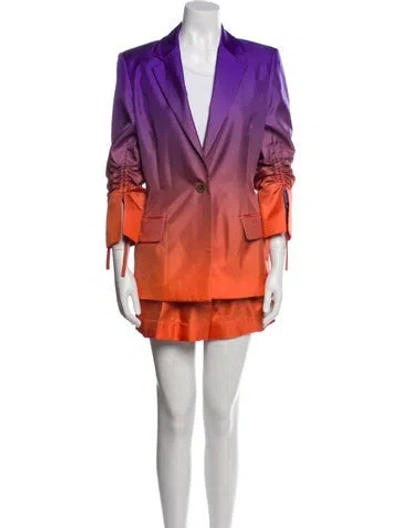 Pre-owned Oscar De La Renta Silk Tie-dye Print Pant Set In Orange