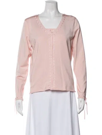 Pre-owned Oscar De La Renta Silk Top In Pink