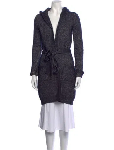 Pre-owned Oscar De La Renta Silk Tweed Pattern Sweater In Blue