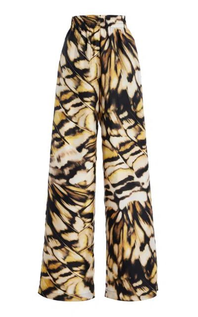 Oscar De La Renta Silk Twill Wide-leg Pants In Print