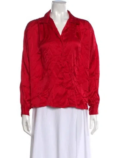 Pre-owned Oscar De La Renta Silk V-neck Blouse In Multi