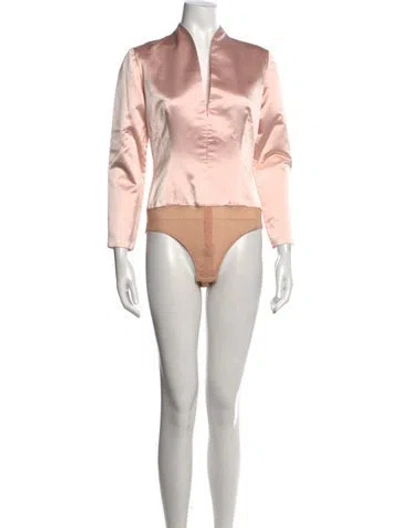 Pre-owned Oscar De La Renta Silk V-neck Bodysuit In Pink