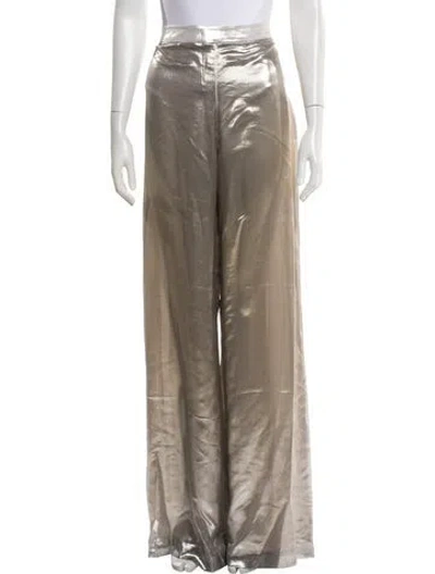 Pre-owned Oscar De La Renta Silk Wide Leg Pants