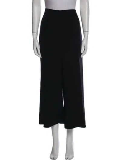 Pre-owned Oscar De La Renta Silk Wide Leg Pants In Black