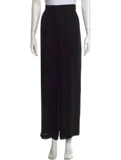 Pre-owned Oscar De La Renta Silk Wide Leg Pants In Black