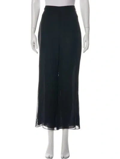 Pre-owned Oscar De La Renta Silk Wide Leg Pants In Black