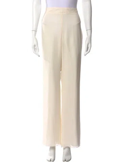 Pre-owned Oscar De La Renta Silk Wide Leg Pants In Neutral
