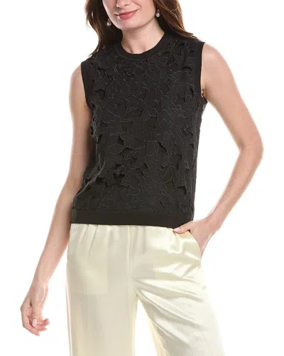 Oscar De La Renta Silk-blend Tank In Black