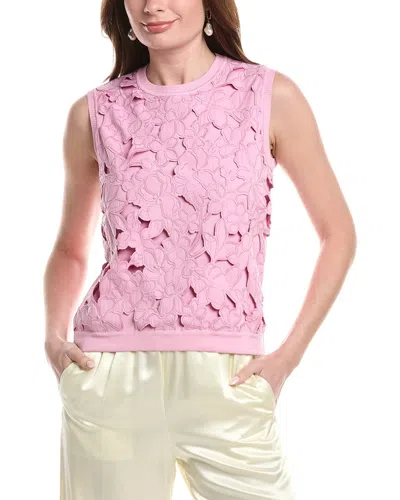 Oscar De La Renta Silk-blend Tank In Pink