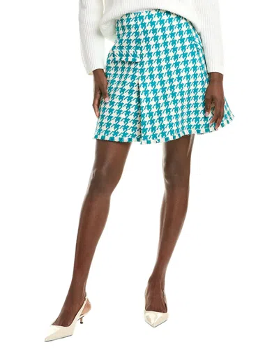 Oscar De La Renta Silk-lined Wool-blend Mini Skirt In Blue