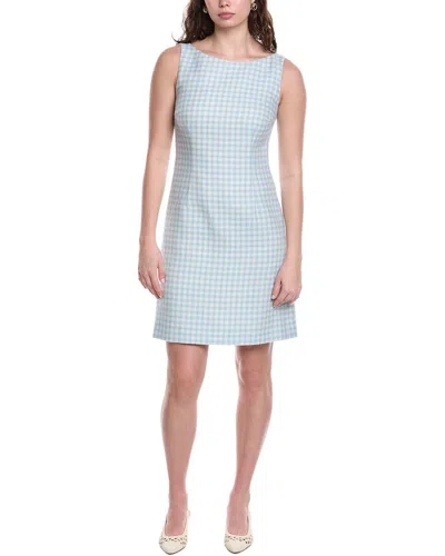 Oscar De La Renta Silk-lined Wool-blend Sheath Dress In Blue