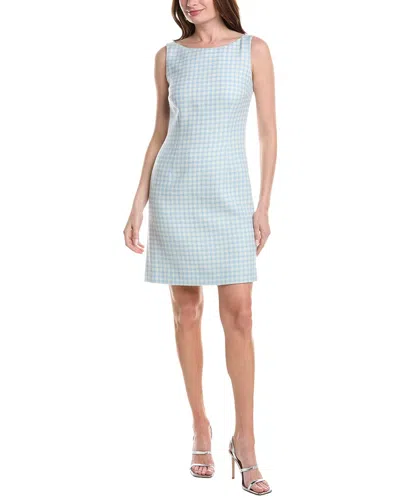 Oscar De La Renta Silk-lined Wool-blend Sheath Dress In Blue
