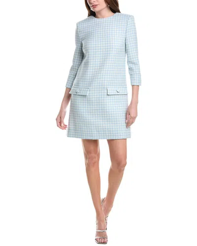 Oscar De La Renta Silk-lined Wool-blend Shift Dress In Blue