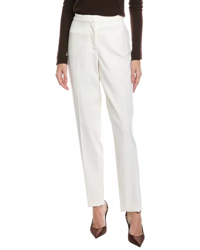 Oscar De La Renta Silk-trim Wool-blend Pant In White