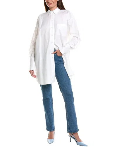 Oscar De La Renta Silky Poplin Shirt In White