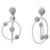 OSCAR DE LA RENTA OSCAR DE LA RENTA SILVER BEADED DUAL ORBITAL HOOP CLIP ON EARRINGS