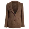 Oscar De La Renta Single-breasted Tweed Blazer In Brown Polyester In Brown