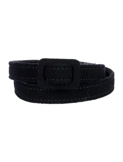 Pre-owned Oscar De La Renta Skinny Belt In Blue