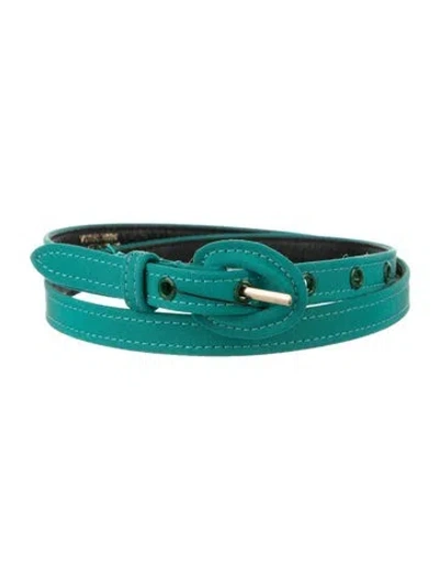 Pre-owned Oscar De La Renta Skinny Denim Belt In Blue