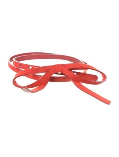 Pre-owned Oscar De La Renta Skinny Leather Belt In Red