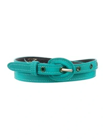 Pre-owned Oscar De La Renta Skinny Waist Belt In Blue