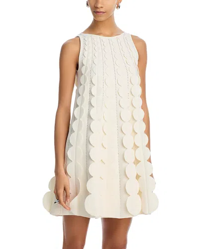 Oscar De La Renta Sleeveless 3d Circle Trapeze Dress In Ivory