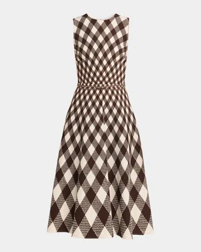 Oscar De La Renta Argyle Degrade Wool Blend Day Dress In Black