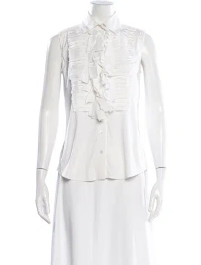 Pre-owned Oscar De La Renta Sleeveless Blouse In White