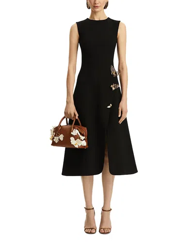 Oscar De La Renta Sleeveless Butterfly Detail Split Skirt Dress