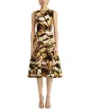 Oscar De La Renta Sleeveless Butterfly Jacquard Knit Dress In Black Multi