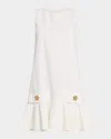 Oscar De La Renta Sleeveless Chainlink Jacquard Ruffle Mini Dress In White