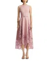 Oscar De La Renta Sleeveless Cherry Guipure Embroidered Dress