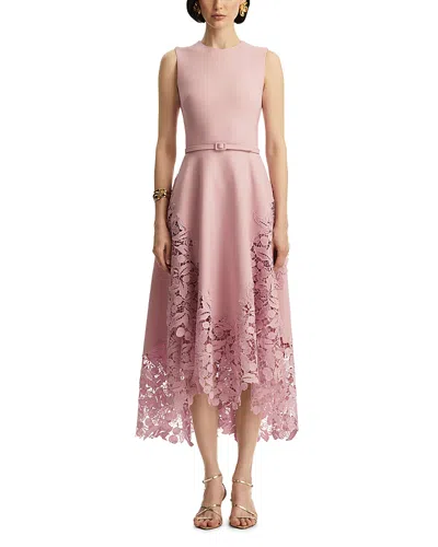 Oscar De La Renta Sleeveless Cherry Guipure Embroidered Dress