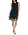 OSCAR DE LA RENTA SLEEVELESS CRYSTAL SCALLOP EMBELLISHED SILK-LINED WOOL-BLEND