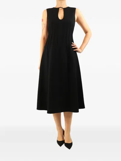 Pre-owned Oscar De La Renta Sleeveless Cut-out Midi Dress In Black