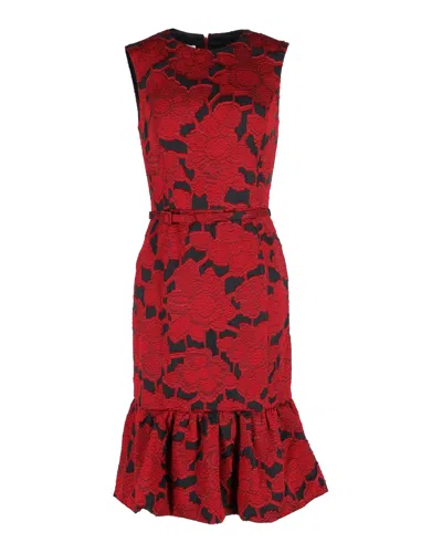 Oscar De La Renta Sleeveless Dress In Red Cotton