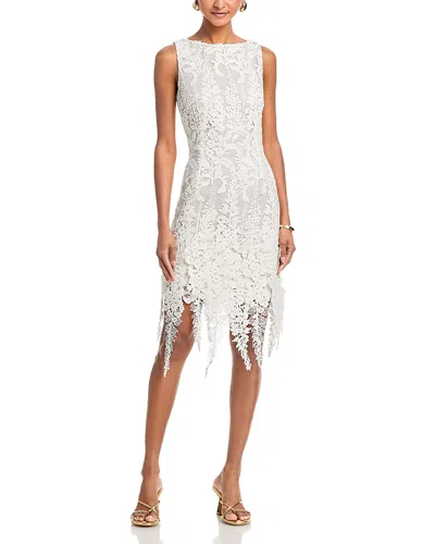 Oscar De La Renta Sleeveless Foxgloves Guipure Lace Dress In White