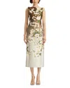 Oscar De La Renta Sleeveless Jacquard Ombre Cherry Blossom Dress