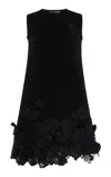 Oscar De La Renta Sleeveless Lace Hem Trapeze  Knit Dress In Black