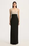 Oscar De La Renta Sleeveless Mother Of Pearl Embroidered Bustier Gown In Multi