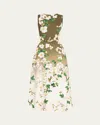 Oscar De La Renta Sleeveless Ombre Cherry Blossom Tea-length Dress With Belt