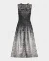 Oscar De La Renta Sleeveless Ombre Metallic Boucle Jacquard Midi Dress In Multi