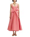 Oscar De La Renta Bow-detailed Faille Midi Dress In Rouge