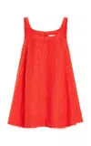 Oscar De La Renta Sleeveless Scoop Neck Fringe Fil Coupe Shift Dress In Orange