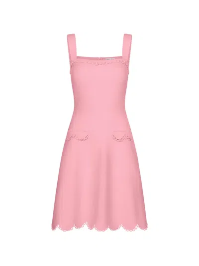 Oscar De La Renta Sleeveless Square-neck Mini Dress In Pink
