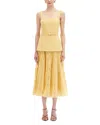 Oscar De La Renta Orchid Guipure Tweed Midi Dress In Banana