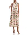 Oscar De La Renta Tie Off-the-shoulder English Roses Poplin Midi Dress In Pink/blush