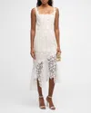 Oscar De La Renta Guipure-lace Tweed Midi Dress In Ivory/white