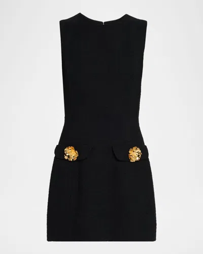 Oscar De La Renta Sleeveless Tweed Mini Day Suit Dress In Black