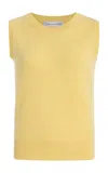 Oscar De La Renta Sleeveless Wool Sweater In Yellow